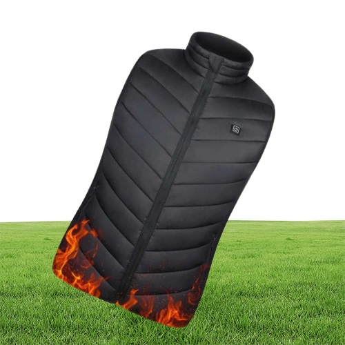9 Areas Heated Vest Jacket USB Men Winter Electrical Heated Sleevless Jacket Outdoor Fishing Hunting Vest 211019