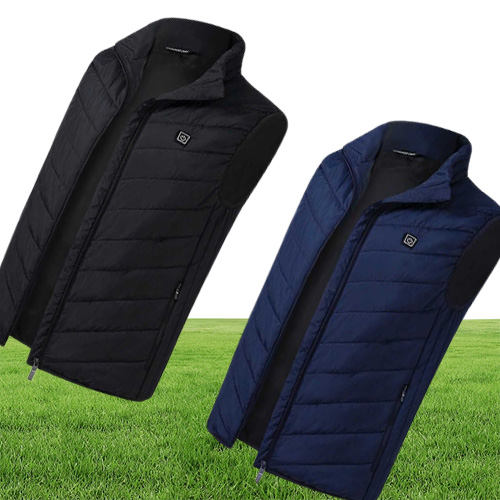 9 Areas Heated Vest Jacket USB Men Winter Electrical Heated Sleevless Jacket Outdoor Fishing Hunting Vest 211019