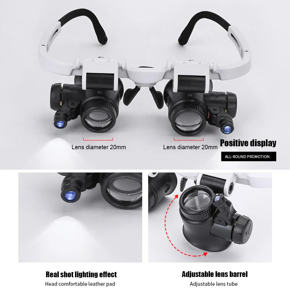 Magnifying Glasses Jeweler Watchmaker With Led Light Magnifying Glass 8X 15X 23X Headband Magnifier Glasses Reading Led Magnifying Glass Glasses 23103