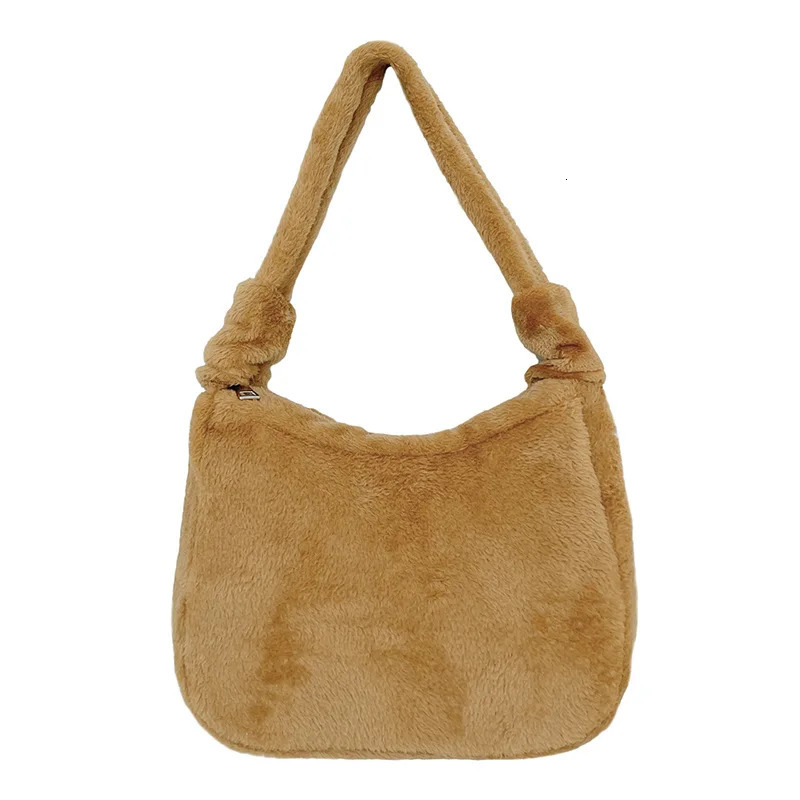 Evening Bags Winter Women Bag Plush Ladies Handbags Furry Solid Color Armpit Bags Fashion All-match Women's Shoulder Bag Female Tote Bags 231030