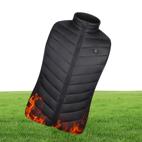 9 Areas Heated Vest Jacket USB Men Winter Electrical Heated Sleevless Jacket Outdoor Fishing Hunting Vest 211019