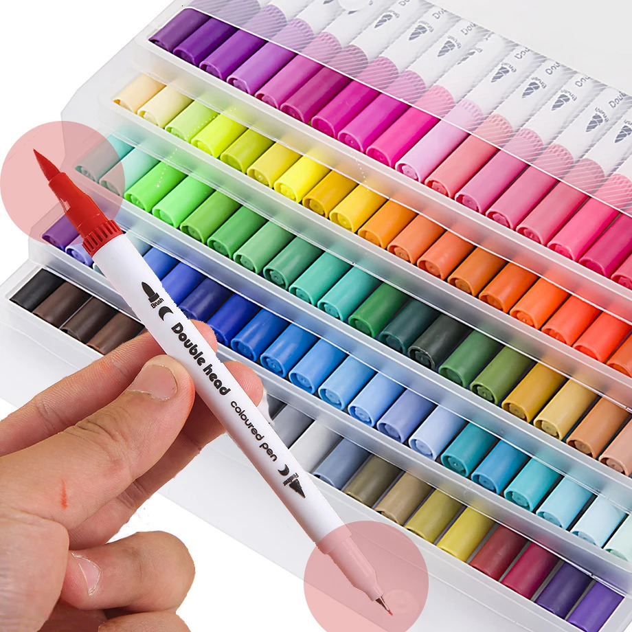 Markers 120/100/80/60/48 Colors Watercolor Art Markers Set Brush Pen Dual Tip Fineliner Drawing for Calligraphy Painting Art Supplies 231030