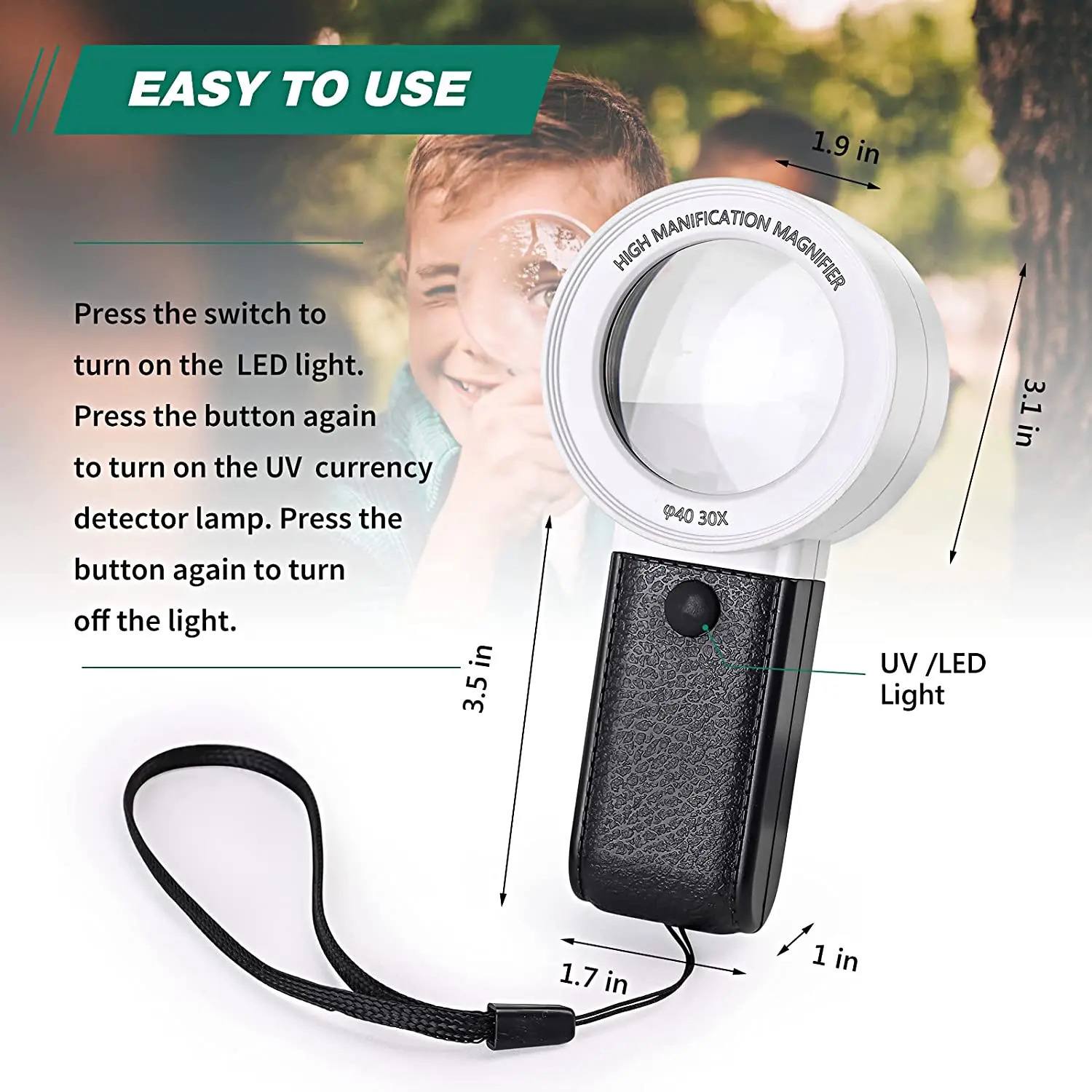 Magnifying Glasses 30X Magnifying Glass With Professional LED Light Double Llayer Optical Glasses Lens Handheld Loupe Magnifier For Jewellery lupa 231