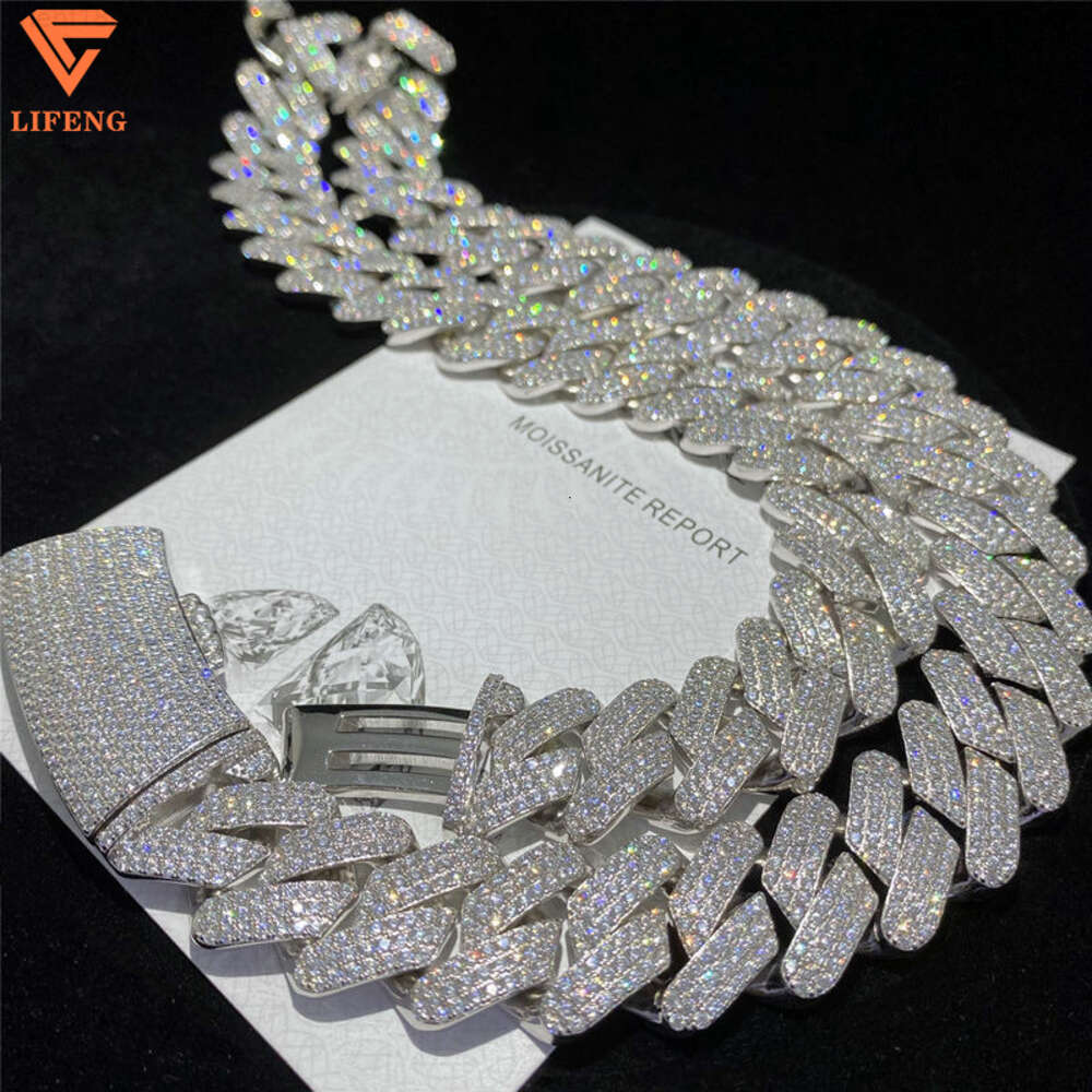 Full Iced Out d Color Vvs Moissanite Necklace Bg Round Dia Hip Hop Jewelry Sterg Sier Men Cuban k Chain