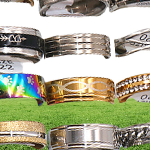 Fashion 100pcsLots Assorted Mens Stainless steel Rings Jewelry Party Gift Wedding Rings For Women Mix Style