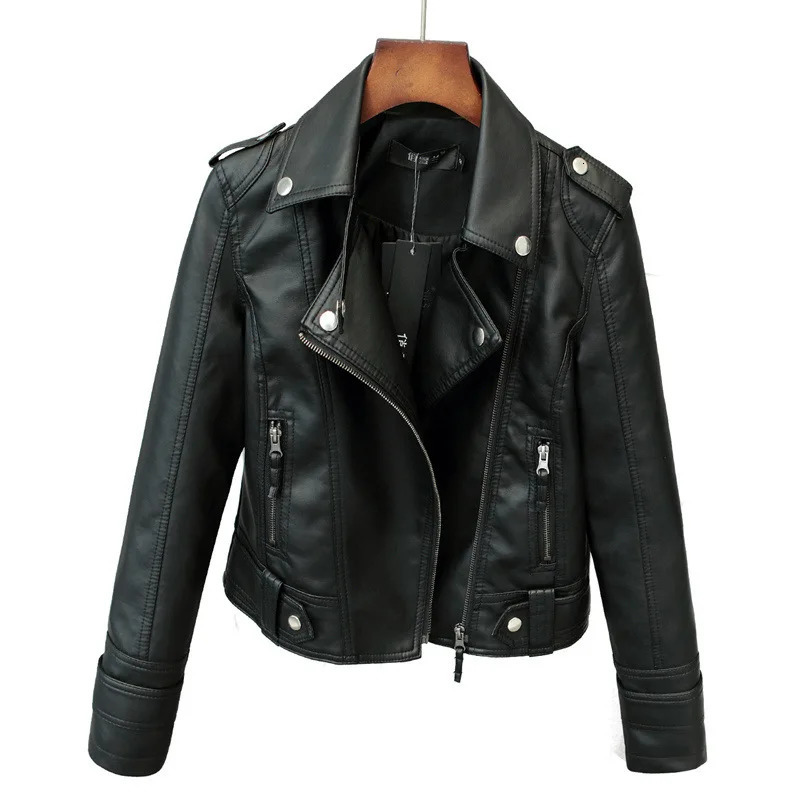 Women's Jackets Korean Version of Slim PU Leather Jacket Women's Spring Autumn Winter Motorcycle Leather Short Coat 231027