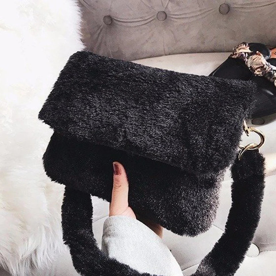 Evening Bags Women Winter Faux Fur Shoulder Bag Winter Soft Plush Leopard Print Ladies Hand Bags Fashion Party Female Handbag Torebka Damska 231030