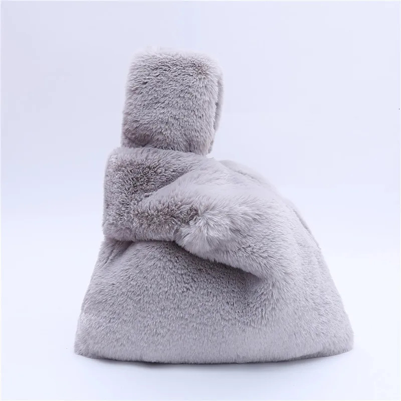 Evening Bags Winter Faux Rex Rabbit Fur Top-handle Bags for Women Casual Candy Color Tote Fashion Soft Pocke Samll Handbag Warm Clutch 231030