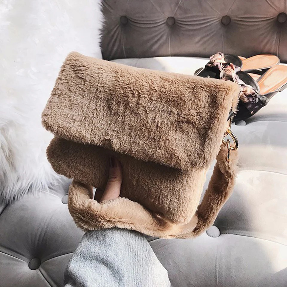 Evening Bags Women Winter Faux Fur Shoulder Bag Winter Soft Plush Leopard Print Ladies Hand Bags Fashion Party Female Handbag Torebka Damska 231030