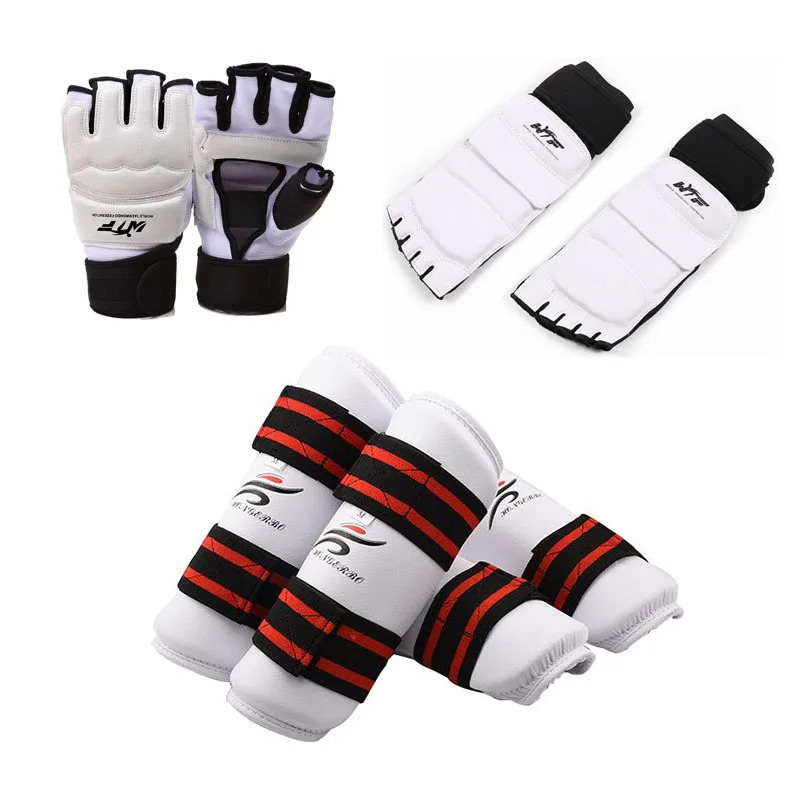 Protective Gear Taekwondo Gloves Karate Sparring Hand Leg Protector Set Shin Guard Knee Warmer Women Palm Boxing Foot Shoes MMA Adult Kids 231030