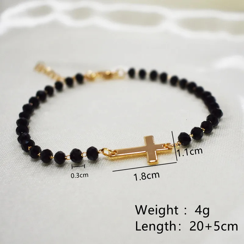 Charm Bracelets Men Bracelet Small Beads Braclet Gold Silver Color Cross Braslet Rice Bead Brazalete Homme Women Gift Pulsera 231027