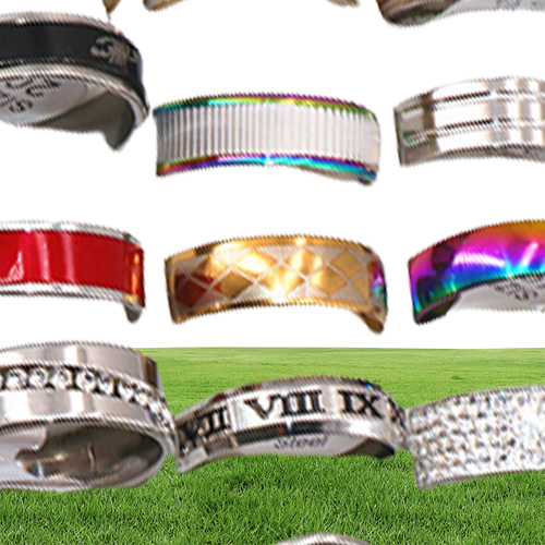 Fashion 100pcsLots Assorted Mens Stainless steel Rings Jewelry Party Gift Wedding Rings For Women Mix Style