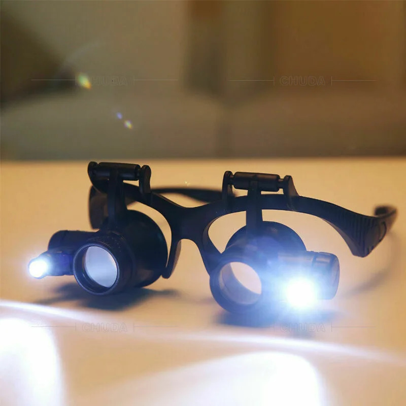 Magnifying Glasses Magnifying Glasses with Led Lights Lamp Interchangeable Lens Tool Repair Reading Magnifier Jeweler Headband Illuminated Loupe 23103