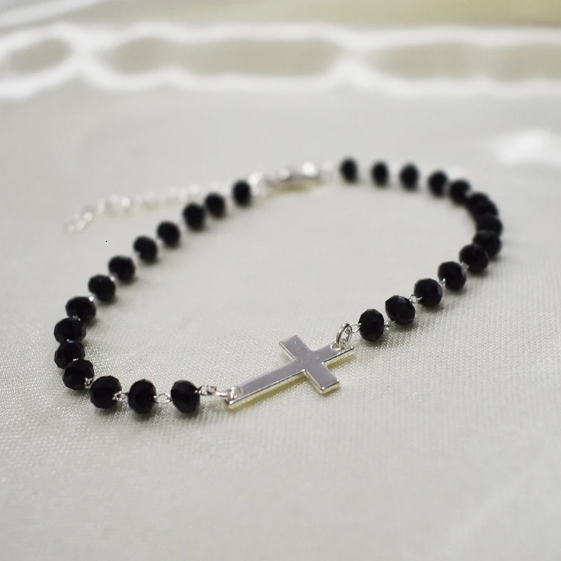 Charm Bracelets Men Bracelet Small Beads Braclet Gold Silver Color Cross Braslet Rice Bead Brazalete Homme Women Gift Pulsera 231027