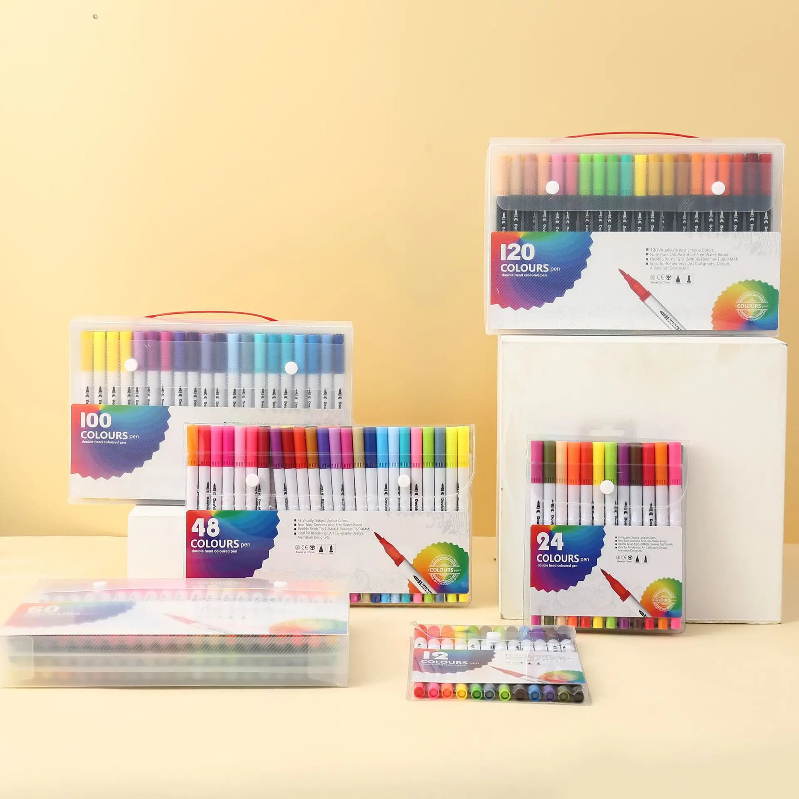 Markers 120/100/80/60/48 Colors Watercolor Art Markers Set Brush Pen Dual Tip Fineliner Drawing for Calligraphy Painting Art Supplies 231030
