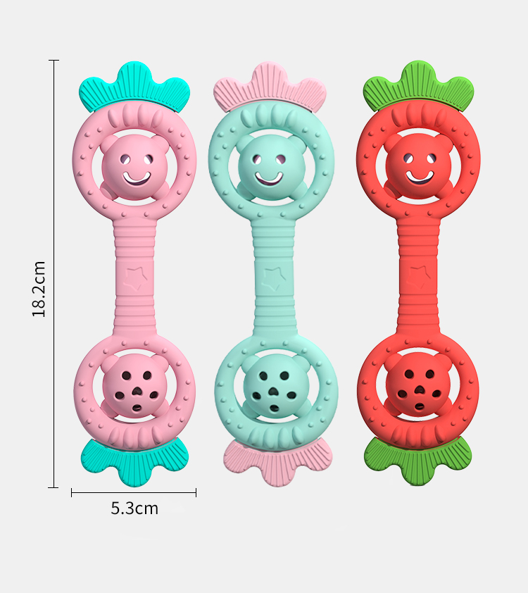 Silicone Baby Teether Chewable Teething Toy Strawberry Rattle Oral Motor Toy BPA Free Food Grade Newborn Boy Girl Sensory Products