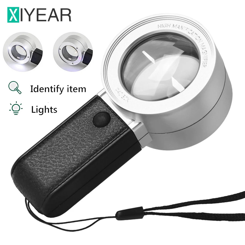 Magnifying Glasses 30X Magnifying Glass With Professional LED Light Double Llayer Optical Glasses Lens Handheld Loupe Magnifier For Jewellery lupa 231