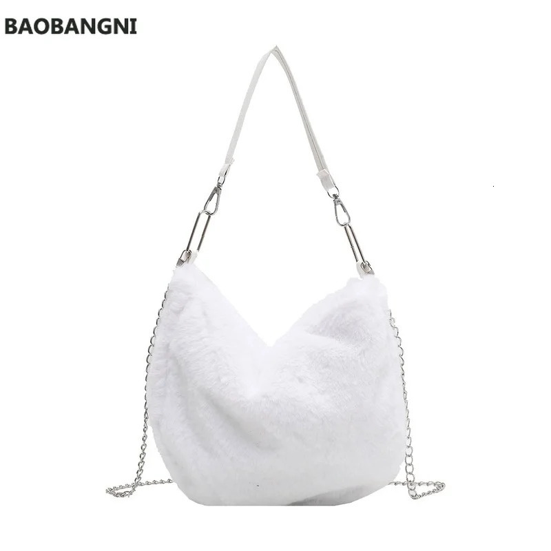 Evening Bags Women's Shoulder Bag Winter Fur Bag Plush Handbag Messenger Bags Faux Fur Soft Warm Chain Crossbody Female Bag Fluffy Bag 231030