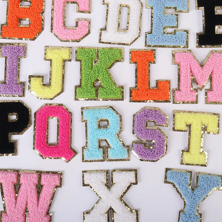 Bag Parts Accessories 5.5 cmA-Z Felting Sticker Pink Towel English letter Patches for Clothes Embroidery Appliques Clothing name Diy Craft Accessories