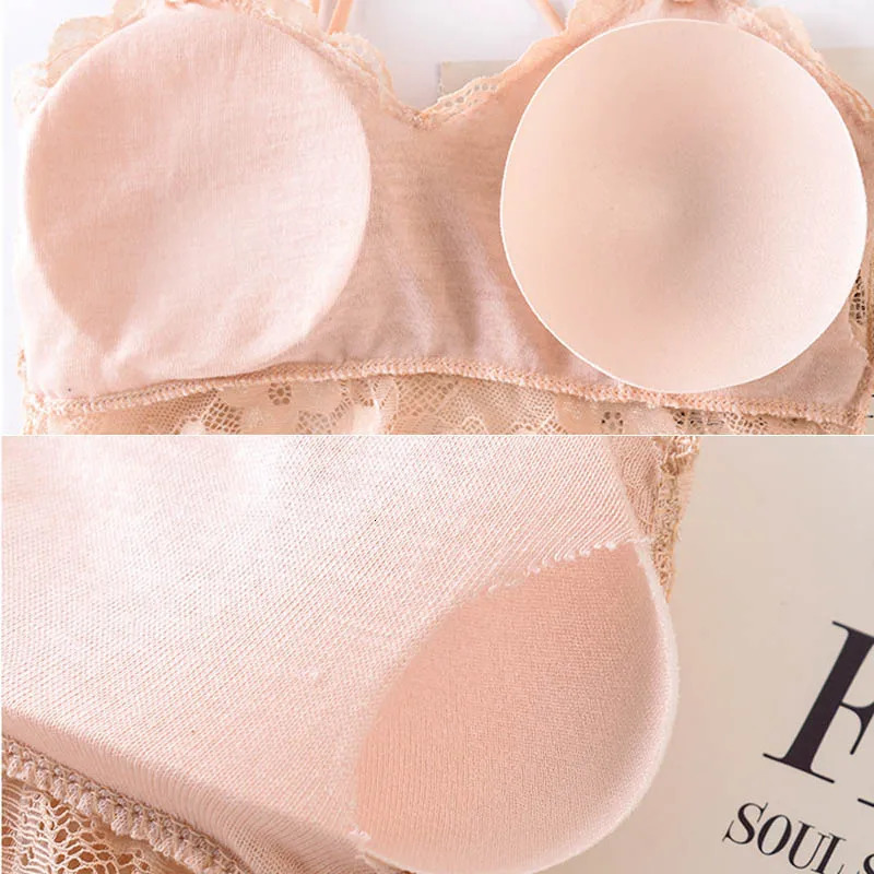 Bras Sexy Lace for Women Seamless Wire Free Hollow Out Bra Sling Ladies Bandeau Crop Top Embroidery Intimates Lingerie Underwear 231027