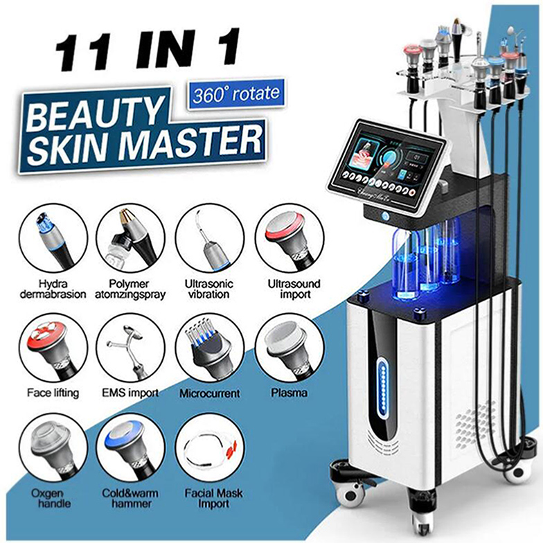 Microdermabrasion oxygen Facial Cleaning Beauty Device 11 in 1 hydrodermabrasion machine with Skin Scrubber