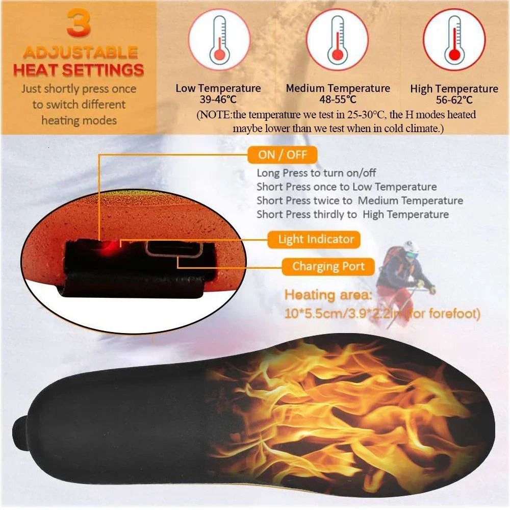 Shoe Parts Accessories 2000mAh Remote Control Heating Insole with Rechargeable Battery Heated Insoles Winter Shoes Pads For Ski Hunting Size-EUR35-46#