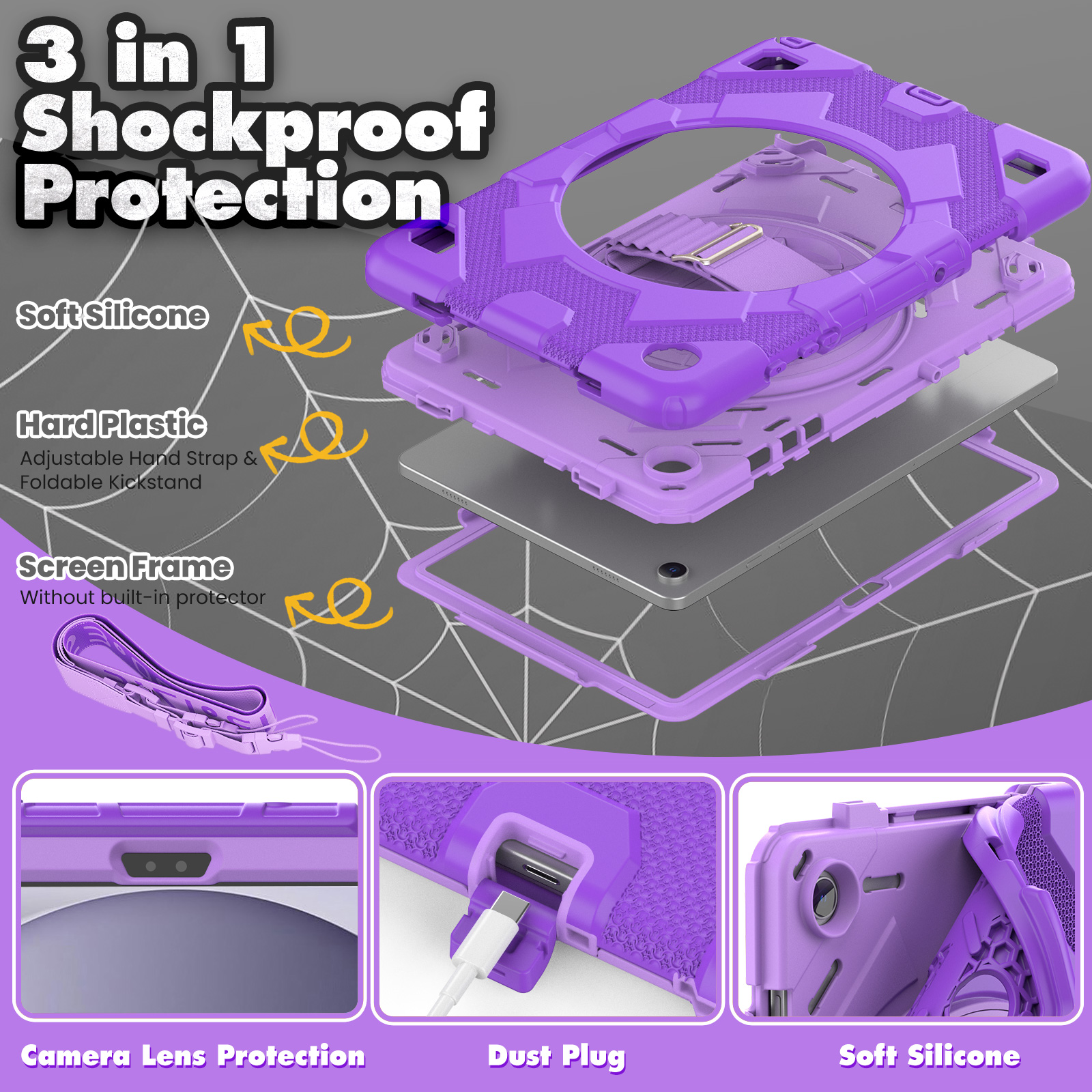 For Samsung Galaxy Tab A9 Plus 11 inch kids Shockproof Case Hybrid Armor Protective Tablet Cover 360 Rotating Stand Strap Cases with S Pen Holder SM-X