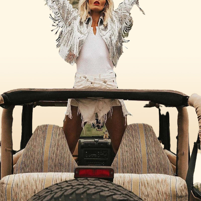 Women039s Tassel Sequin Jacket Autumn Winter Streewear Rock BF Retro Longsleeved Silver Reflective Women Outwear Tops 210914