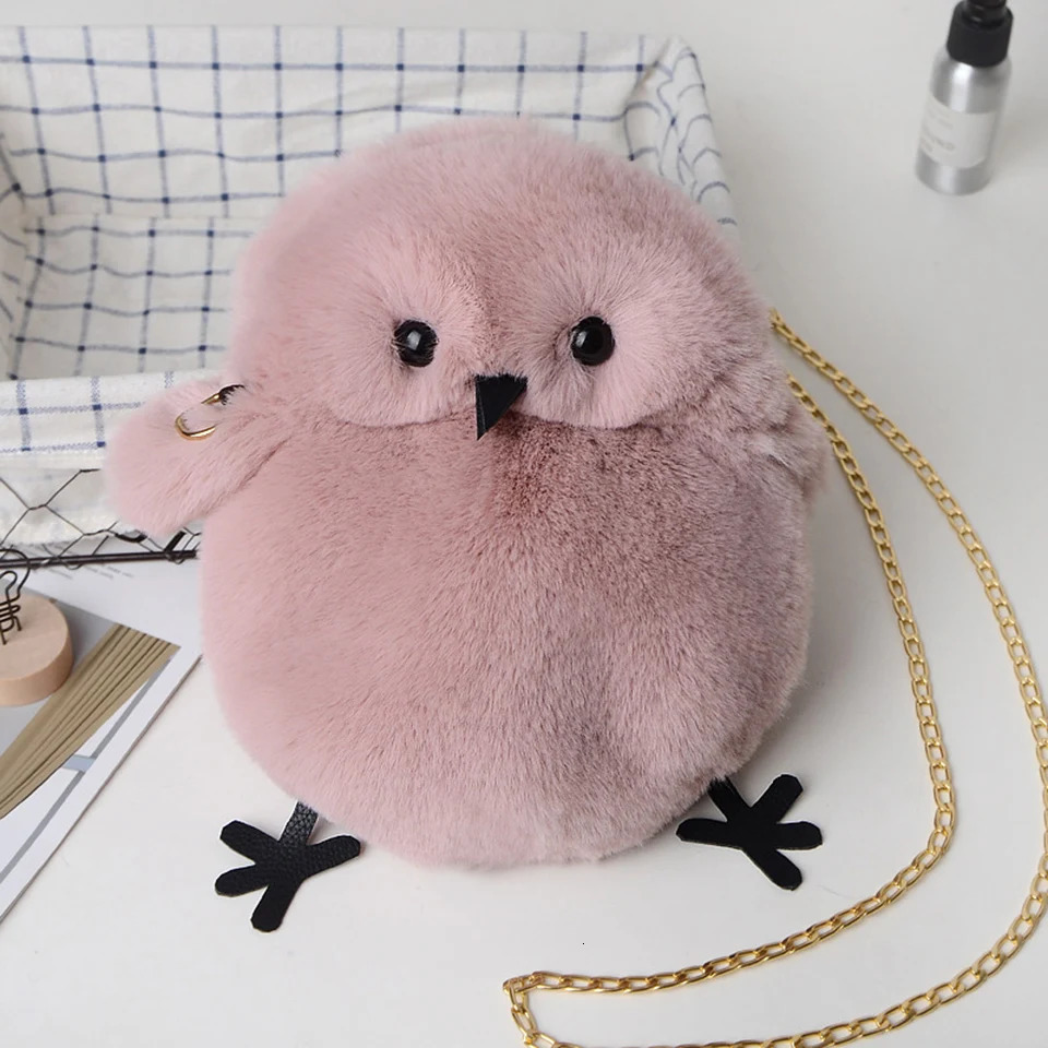 Evening Bags Fashion Faux Fur Shoulder Bag for Women Winter Soft Plush Cute Chicken Crossbody Messenger Bag Party Cartoon Student Girls Gift 231030