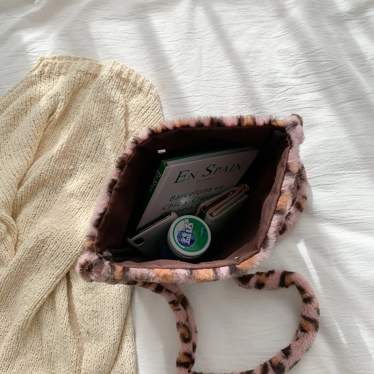 Evening Bags Leopard Plush Shoulder Bags For Women Autumn Winter Large Capacity Messenger Bag Sell Ladies Vintage Handbags Women 231030