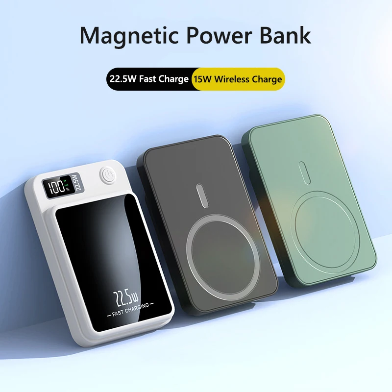 20000mAh Magnetic Wireless Charger Power Bank PD 20W 22.5W Fast Charging for iPhone 14 13 12 pro Samsung Xiaomi Mini Powerbank