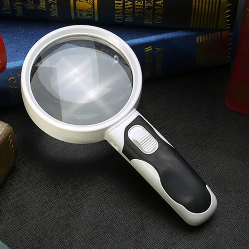 Magnifying Glasses 20 Times Optical Magnifying Glass With LED Lights Handheld Backlit Magnifier For Reading Lupas de aumento 231030