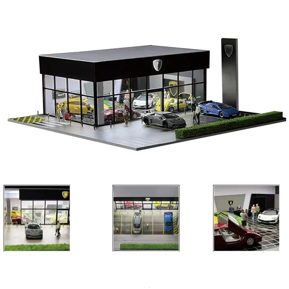 Architecture DIY House G Fans Models Car Parking Lot Repair Tool Set Model 1 64 Scene with Garage Lift Tools Miniatures 231030