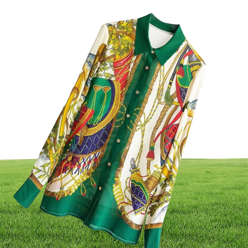 Runway Brand Design Luxury Plus Size Top Summer Baroque Palace Vintage Shirt Women Print Long Sleeve Blouse Clothes 3L Y200828