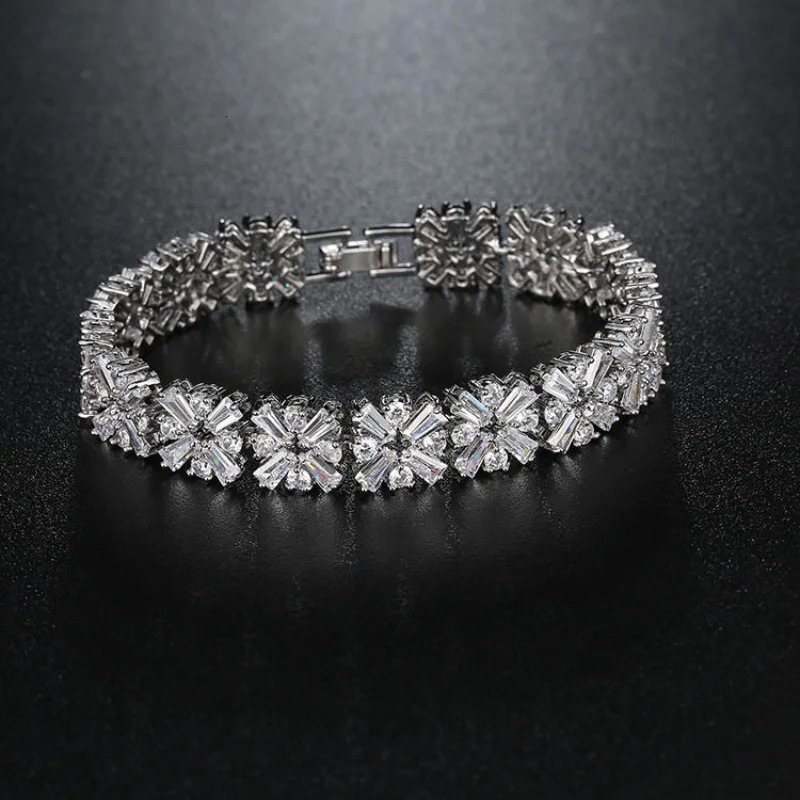Chain Trendy Lovers Lab Diamond Bangle Bracelet 14K White Gold Engagement Wedding Bracelets For Women Bridal Tennis Party Jewelry Gift 231027