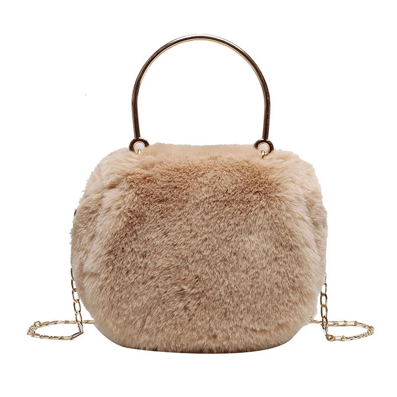 Evening Bags Women's Fashion Bag Winter Plush Bag Handbag Warm Soft Fur Hand Clutch Faux Fur Chain Shoulder Bag Crossbody Women Bags 231030