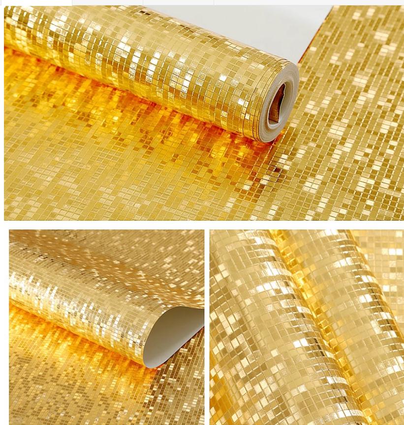 Gold 3D wallpaper personality simple restaurant clothing haircut wallpaper waterproof roll wallpapers