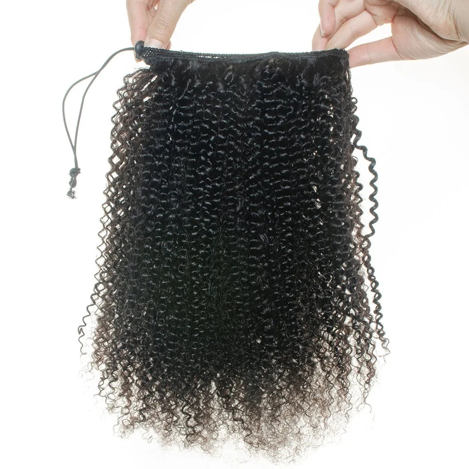 Afro Kinky Curly Drawstring Ponytail Human Hair Brazilian With Afro Clip In Extensions Remy 2 Combs 150g Ponytail hairpiece fast shipping