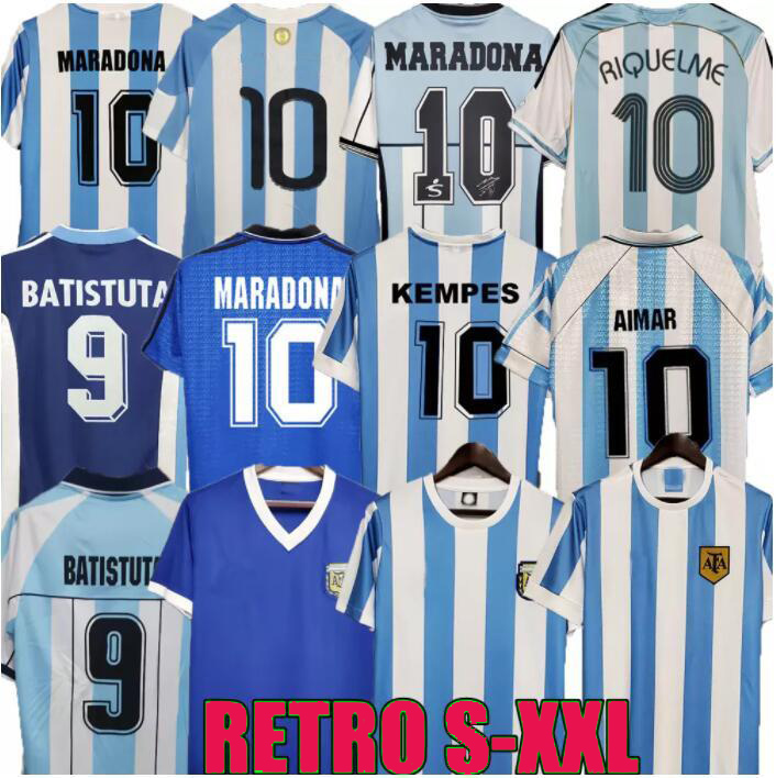 1978 1986 1998 Retro Soccer jersey Maradona 1994 1996 2000 2001 2006 2010 Kempes Batistuta Riquelme HIGUAIN KUN AGUERO CANIGGIA AIMAR Football Shirts