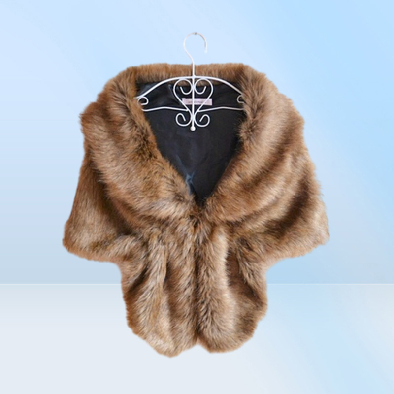 Women Lady Bolero Shrug Cape Black White Brown Stylish Plush Faux Fur Shawl Wrap Bridal Wedding Jacket Gilet Stole Waistcoat665755