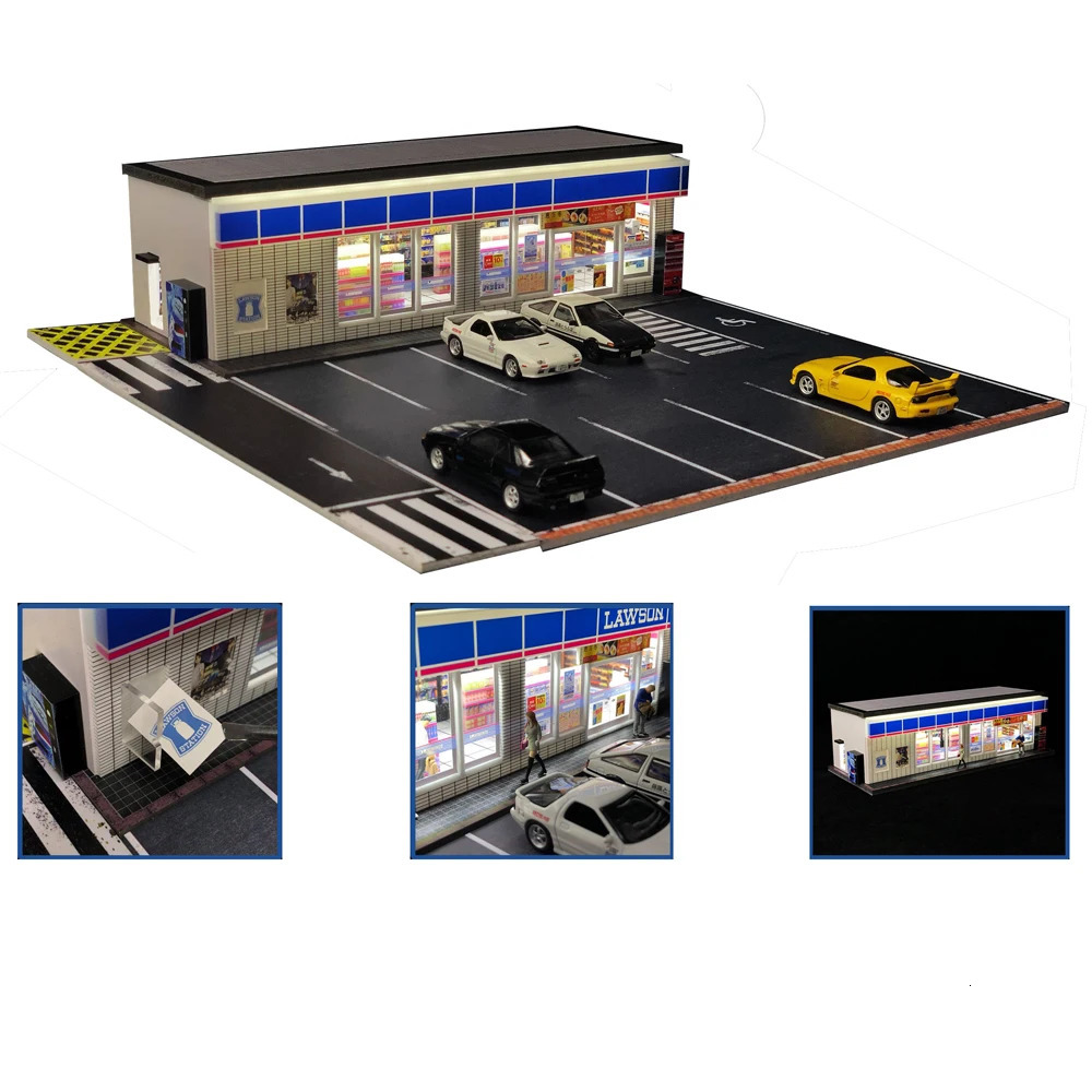 Architecture DIY House G Fans Models Car Parking Lot Repair Tool Set Model 1 64 Scene with Garage Lift Tools Miniatures 231030