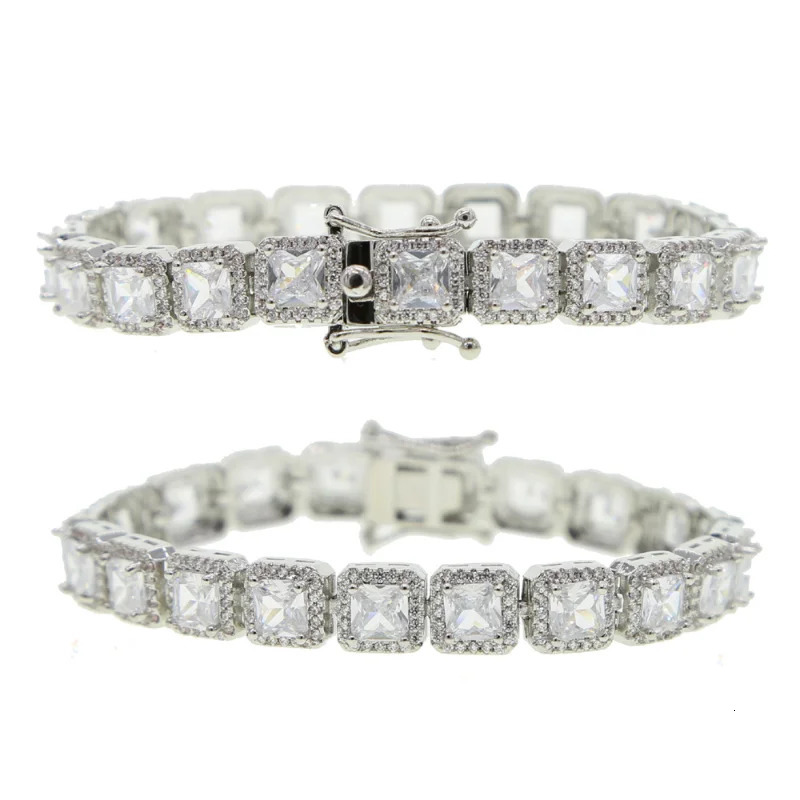 Chain Trendy Lovers Lab Diamond Bangle Bracelet 14K White Gold Engagement Wedding Bracelets For Women Bridal Tennis Party Jewelry Gift 231027