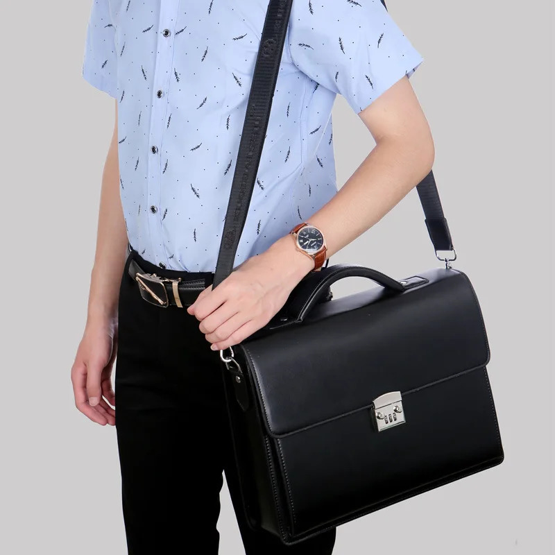 Briefcases Male Password Lock Briefcase Diagonal Package PU Leather Laptop Business Bag Men Shoulder Messenger Handbags Maleta 231030