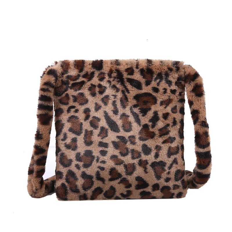 Evening Bags Leopard Plush Shoulder Bags For Women Autumn Winter Large Capacity Messenger Bag Sell Ladies Vintage Handbags Women 231030