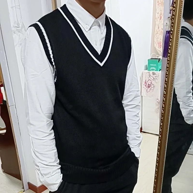 Men's Sweaters Men V-neck Sweater Vest Plus Size S-5XL Sleeveless Jumper Preppy Style Couple Slim Fit Knit Tops Autumn Classic Korean All-match 2