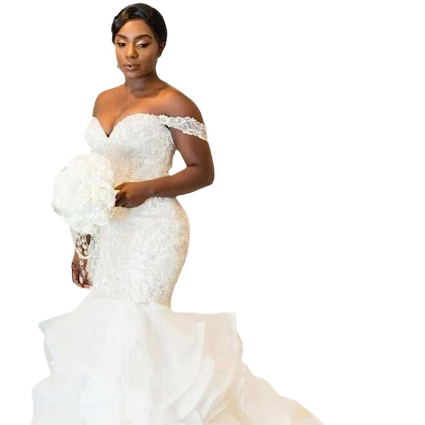 New Sexy Mermaid Wedding Dresses Vintage African Sweetheart Illusion Lace Appliques Crystal Beaded Ruffles Tiered Organza Formal Bridal Gowns Robes De