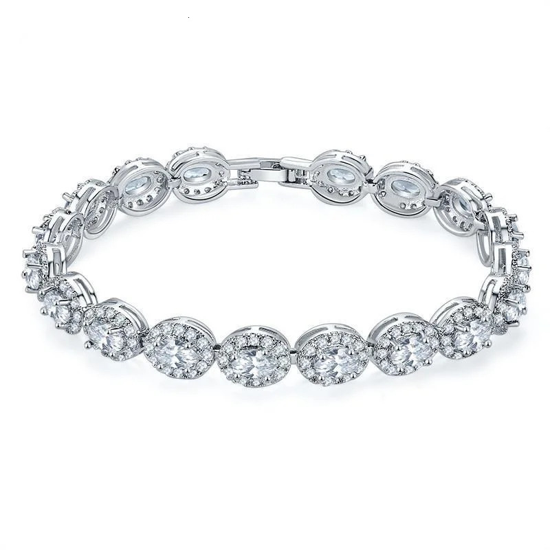 Chain Trendy Lovers Lab Diamond Bangle Bracelet 14K White Gold Engagement Wedding Bracelets For Women Bridal Tennis Party Jewelry Gift 231027
