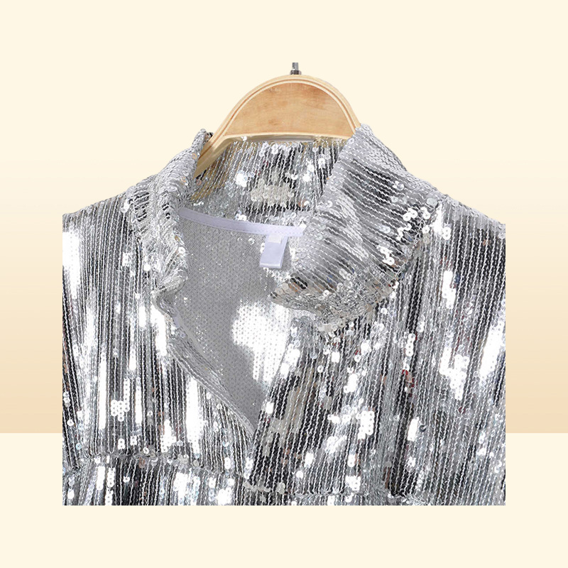 Women039s Tassel Sequin Jacket Autumn Winter Streewear Rock BF Retro Longsleeved Silver Reflective Women Outwear Tops 210914