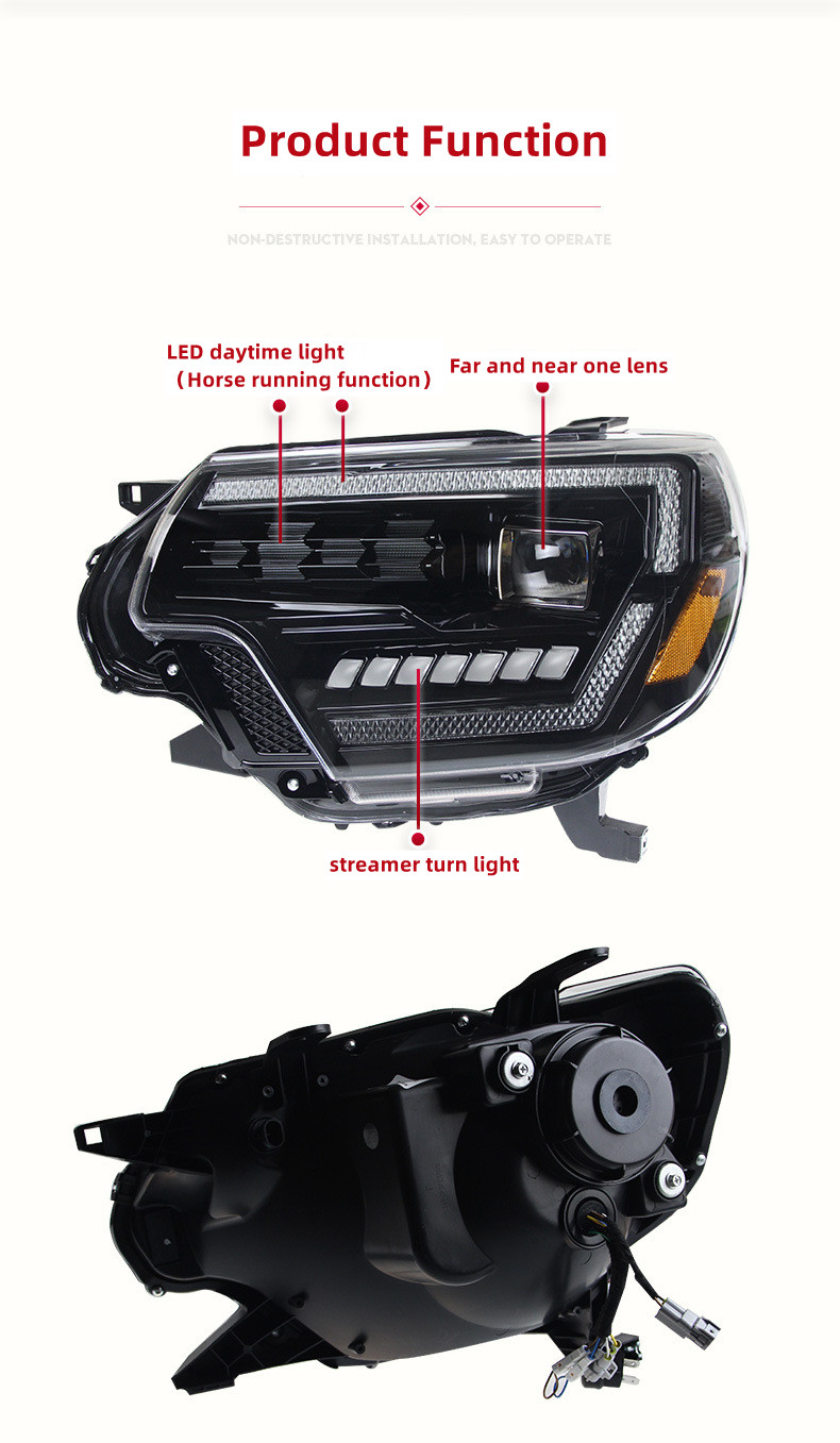 LED Headlight for Toyota Tacoma 20 12-20 15 LED Front Headlights Replacement DRL Daytime light Projector Facelift