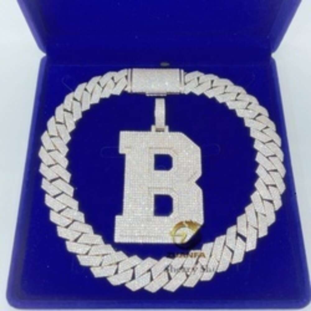 necklace moissanite chain Hip Hop Gold Iced Out Vvs Moissanite Diamond Custom Letter Name Necklace
